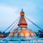 beautiful evening view of Baudhanath Stupa at Kathmandu, Nepal.